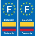 F Europe Colombie Colombia autocollant plaque