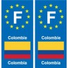 F Europe Colombie Colombia autocollant plaque