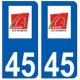 45 Fleury-les-Aubrais logo autocollant plaque stickers ville