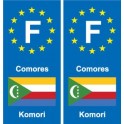 F Europe Comores  Comoros autocollant plaque