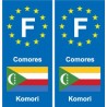 F Europe Comores  Comoros autocollant plaque