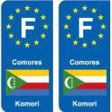 F Europe Comores  Comoros autocollant plaque