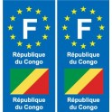 F Europe République du Congo autocollant plaque