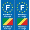 F Europe République du Congo autocollant plaque