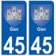 45 Gien blason autocollant plaque stickers ville