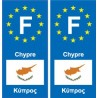 F Europe Chypre Cyprus autocollant plaque