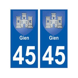 45 Gien blason autocollant plaque stickers ville