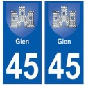 45 Gien blason autocollant plaque stickers ville