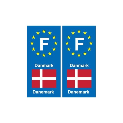 F Europe Danemark Denmark autocollant plaque