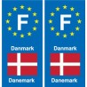 F Europe Danemark Denmark autocollant plaque