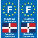 F Europe République Dominicaine autocollant plaque