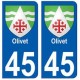 45 Olivet blason autocollant plaque stickers ville