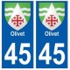 45 Olivet blason autocollant plaque stickers ville