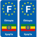 F Europe Éthiopie Ethiopia autocollant plaque