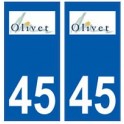 45 Olivet logo autocollant plaque stickers ville