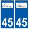 45 Olivet logo autocollant plaque stickers ville