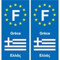 F Europe Grèce Greece autocollant plaque