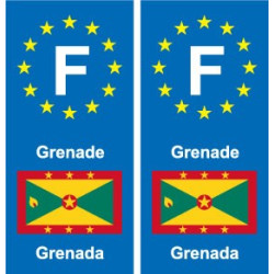 F Europe Grenade Grenada autocollant plaque