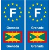 F Europe Grenade Grenada autocollant plaque