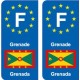 F Europe Grenade Grenada autocollant plaque