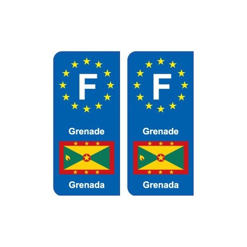 F Europe Grenade Grenada autocollant plaque