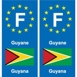 F Europe Guyane Guyana autocollant plaque