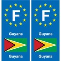 F Europe Guyane Guyana autocollant plaque