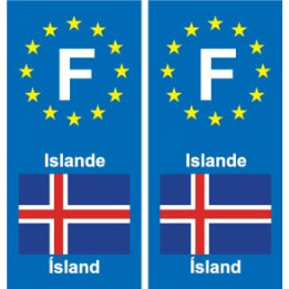 F Europe Islande Iceland autocollant plaque