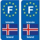 F Europe Islande Iceland autocollant plaque