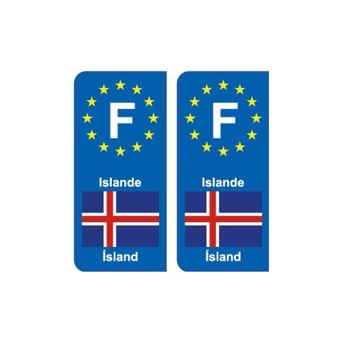F Europe Islande Iceland autocollant plaque