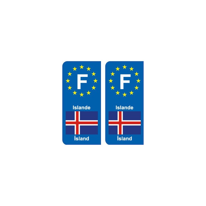 F Europe Islande Iceland autocollant plaque