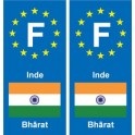 F Europe Inde India autocollant plaque