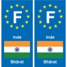 F Europe Inde India autocollant plaque