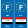 F Europe Irak Iraq autocollant plaque