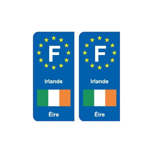 2x autocollant sticker plaque d'immatriculation voiture auto IRL drapeau IRLANDE 