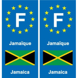 F Europe  Jamaïque Jamaica autocollant plaque