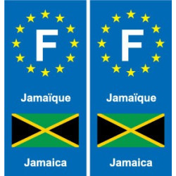 F Europe  Jamaïque Jamaica autocollant plaque