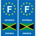 F Europe  Jamaïque Jamaica autocollant plaque