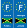 F Europe  Jamaïque Jamaica autocollant plaque