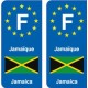 F Europe  Jamaïque Jamaica autocollant plaque