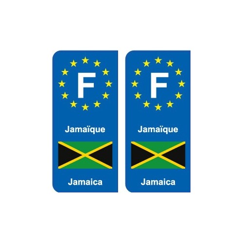F Europe  Jamaïque Jamaica autocollant plaque