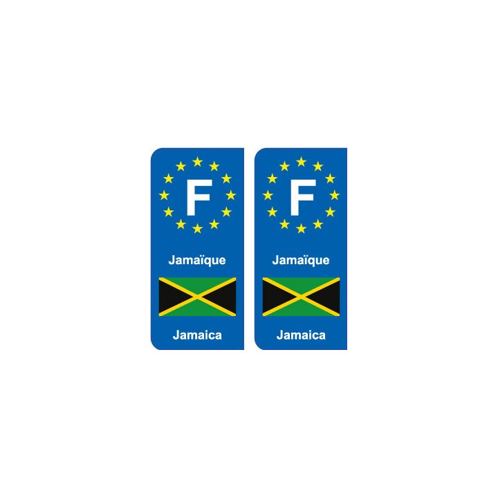 F Europe  Jamaïque Jamaica autocollant plaque