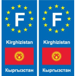 F Europe Kyrgyzstan  Kirghizistan autocollant plaque