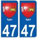 47 Agen blason autocollant plaque stickers ville