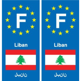 F Europe Liban Lebanon autocollant plaque
