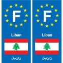 F Europe Liban Lebanon autocollant plaque