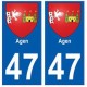 47 Agen blason autocollant plaque stickers ville
