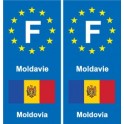 F Europe Moldavie Moldova autocollant plaque