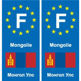 F Europe Mongolie Mongolia  autocollant plaque