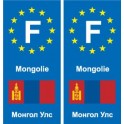 F Europe Mongolie Mongolia  autocollant plaque